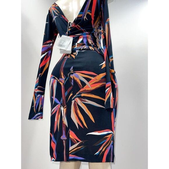 NWT EMILIO PUCCI Black Runway Bamboo Leaf Print Sheath Mini Dress Size I… - Picture 8 of 16